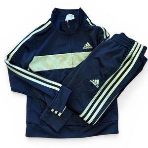 Adidas Boys Navy Green Tracksuit size 8
